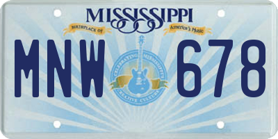 MS license plate MNW678