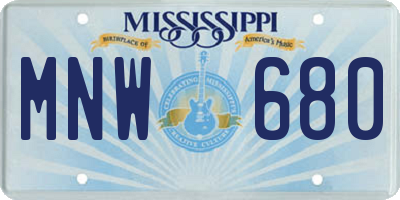 MS license plate MNW680