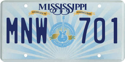 MS license plate MNW701