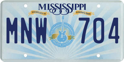 MS license plate MNW704
