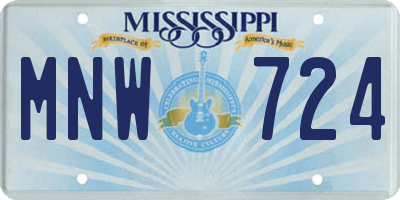 MS license plate MNW724