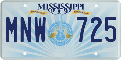 MS license plate MNW725