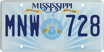 MS license plate MNW728