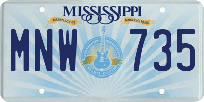 MS license plate MNW735