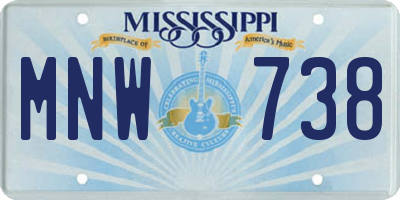 MS license plate MNW738