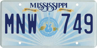 MS license plate MNW749