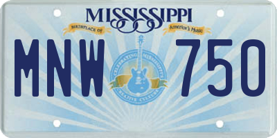 MS license plate MNW750