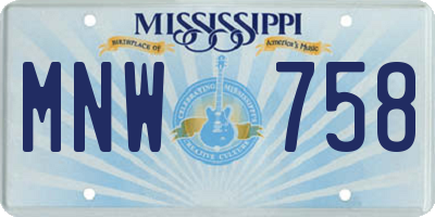 MS license plate MNW758