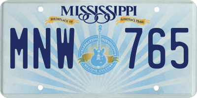 MS license plate MNW765