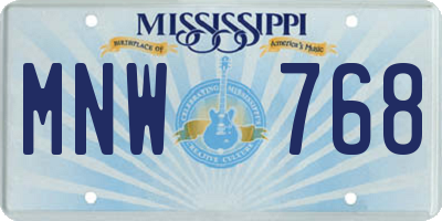 MS license plate MNW768