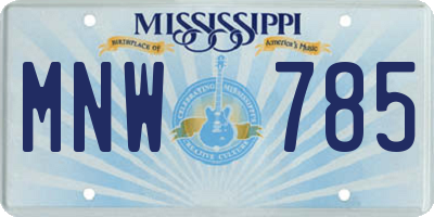MS license plate MNW785