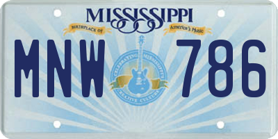MS license plate MNW786