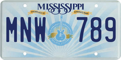 MS license plate MNW789