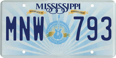 MS license plate MNW793