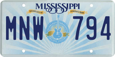MS license plate MNW794