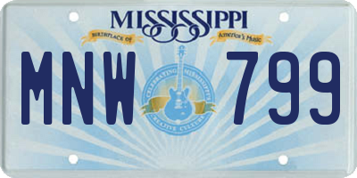 MS license plate MNW799