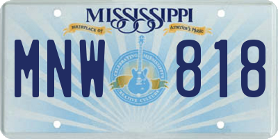 MS license plate MNW818