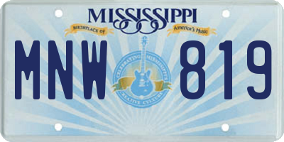 MS license plate MNW819