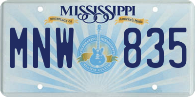 MS license plate MNW835
