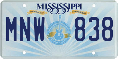 MS license plate MNW838