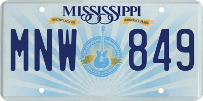 MS license plate MNW849