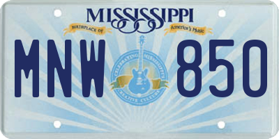MS license plate MNW850