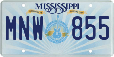 MS license plate MNW855