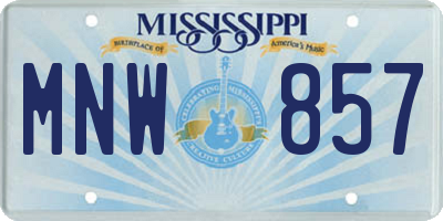 MS license plate MNW857