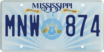 MS license plate MNW874