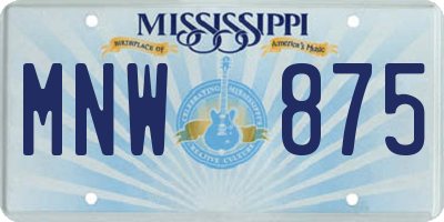 MS license plate MNW875