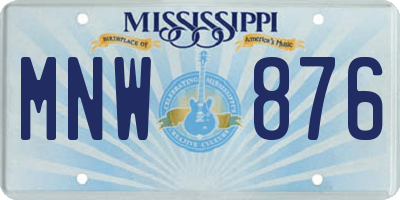MS license plate MNW876