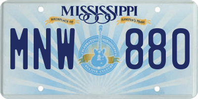 MS license plate MNW880