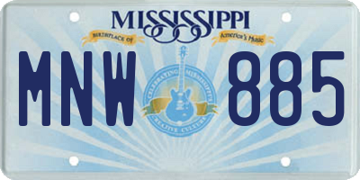 MS license plate MNW885