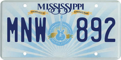 MS license plate MNW892