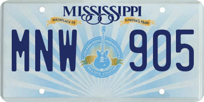 MS license plate MNW905