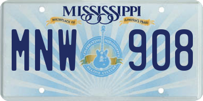 MS license plate MNW908