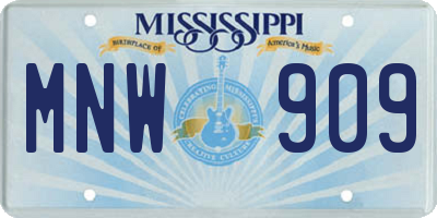 MS license plate MNW909
