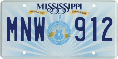 MS license plate MNW912