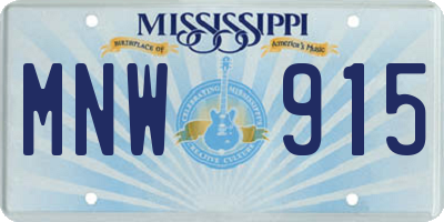 MS license plate MNW915