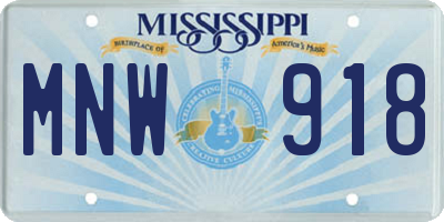 MS license plate MNW918