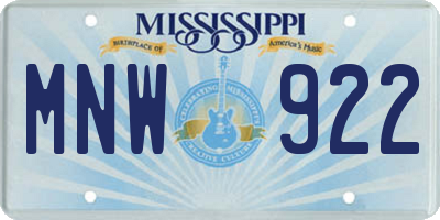 MS license plate MNW922
