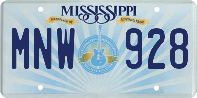 MS license plate MNW928