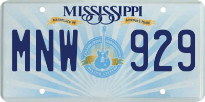 MS license plate MNW929