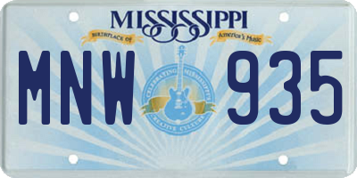 MS license plate MNW935