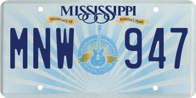 MS license plate MNW947