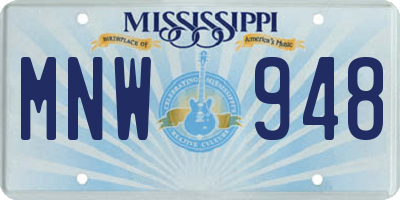 MS license plate MNW948