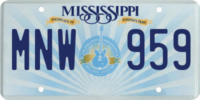 MS license plate MNW959