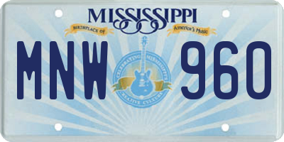 MS license plate MNW960
