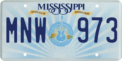 MS license plate MNW973