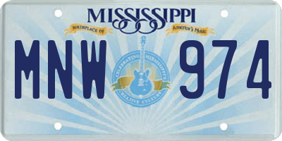 MS license plate MNW974